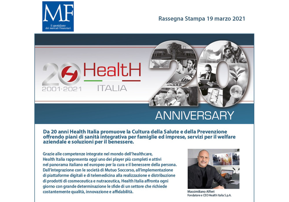 I 20 anni nelle parole di Massimiliano Alfieri, Fondatore e CEO di Health Italia S.p.A.